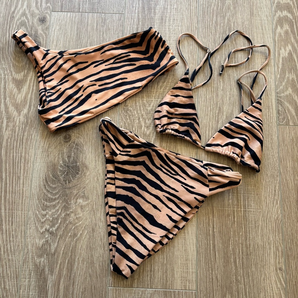 Skatie Malibu Tiger Print Bikini Set of 3